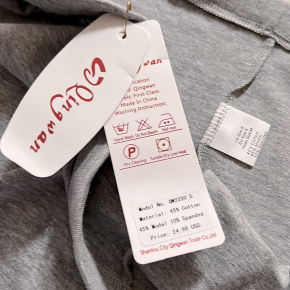 Qing Wan Light Gray Active Stretch Bike Shorts NWT - Picture 5 of 5